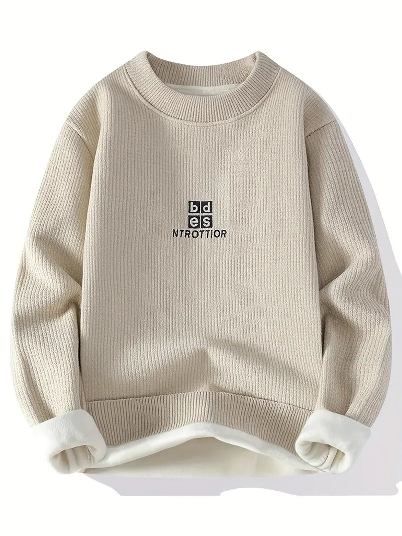 Commisely Minimal Embroidered Knit Sweater – Olive Green
