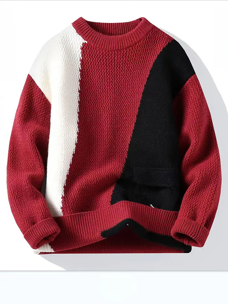 Commisely Color Block Knitted Sweater – Pink & Gray