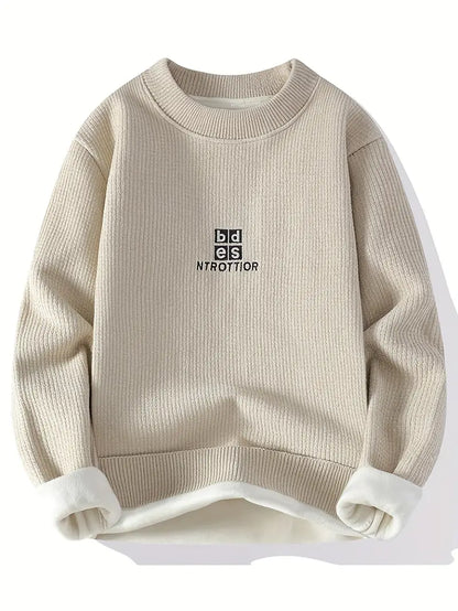 Commisely Minimal Embroidered Knit Sweater – Olive Green
