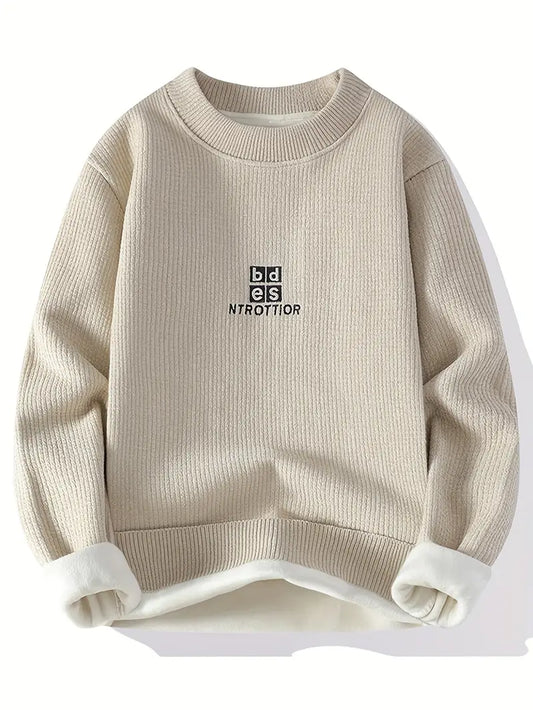 Commisely Minimal Embroidered Knit Sweater – Olive Green